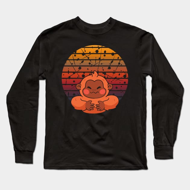 Cute Monkey Long Sleeve T-Shirt by NICHE&NICHE